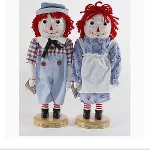 Vintage Raggedy Ann and Andy nutcracker dolls